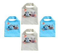 Lurrose 4pcs Foldable Owl Grocery Tote Bags, Lightweight Portable Polyester Shopping Pouches with Handles, Universal Reusable Shopping Bags for Travel and Everyday Use Random Color