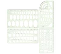 Lurrose 4pcs Geometric Stencil Set for Drawing Circles and Ovals Plastic Circle Drawing Ruler with Hollow Templates Desktop Technical Tool for Artists and Designers