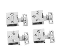 Lurrose 4Pcs Glass Door Hinges for Tempered Glass No Drill Zinc Alloy Cabinet Clips Silent Smooth Operation Sturdy Stainless Steel for Wine Cabinets and Home Renovation