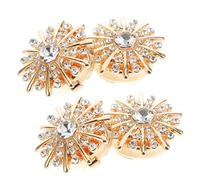 Lurrose 4Pcs Gold Alloy Rhinestone Button Covers No Sew Cufflinks for 11.5Mm Buttons, Detachable Clip-On Shirt Accessories for Wedding, Bridesmaids, and Dress Shirts