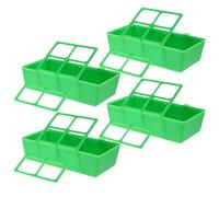 Lurrose 4pcs Hanging Plastic Trough Feeder 8 Compartments for Chicks and Quail, Adjustable Height and Easy to Clean Small Bird Feeding Cups for Mixed Aviary Environments and Birdcage