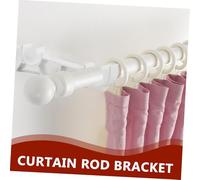 Lurrose 4pcs Heavy Duty Aluminum Double Curtain Rod Brackets Anti-Wobble Wall-Mounted Holders for Drapes Stable Support for Heavy Curtains with Black and White Finish