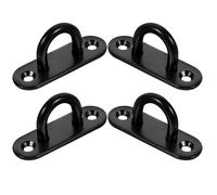 Lurrose 4pcs Heavy Duty Stainless Steel Pad Eye Hooks U-Shaped Ceiling and Wall Mount Hooks for Hanging Sandbags, Ropes, and Door Fastening, Black Oval M6 Utility Rings for Home Storage