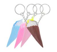 Lurrose 4pcs Ice Cream Cone Key Ring Set, Mini Cute Ice Cream Keychain Charms with Blue, Pink, and Brown Waffle Cones, Bag and Car Key Pendant Accessories for Party Favors and Everyday