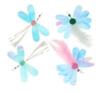 Lurrose 4pcs Interactive Cat Replacement Heads Feather Teaser Wand for Indoor Cats with Replaceable Whisker Teaser Tips and Fluffy Tail Refills for Self-entertainment