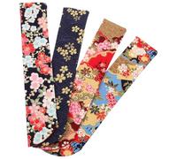 Lurrose 4pcs Japanese Style Small Folding Fan Sleeve Set Silk Fabric Hand Fan Storage Bags with Floral Pattern Holder Pouches for Travel and Wrapping