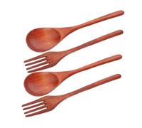 Lurrose 4pcs Japanese Wood Utensil Set Lightweight Flatware with Smooth Finish for Outdoor Camping and Home Use Portable Wooden Spoon Fork Cutlery for Modern Kitchen Tableware