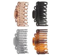 Lurrose 4pcs Large Leopard Print Hair Claws Set with Anti-slip Grip, Mixed Colors Blue Gray Glossy, Amber Matte, Tea, Frosted Black, Plastic Hair Clips for Women Ponytail Random Color