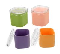 Lurrose 4pcs Large Silicone Ice Cube Molds for Freezer DIY Ice Tray for Cocktails and Drinks Space-Saving Condiment Containers in Purple Pink Green Yellow
