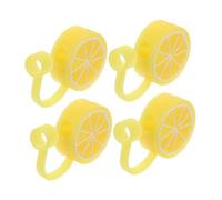 Lurrose 4pcs Lemon Silicone Straw Dust Caps Reusable Decorative Straw Covers for Tumblers Cups Bottles Wear-Resistant Fun Fruit-Themed Silicone Lids for Everyday Use and Outdoor Activities