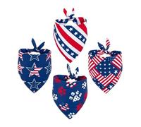 Lurrose 4pcs Lightweight Triangle Pet Bandanas for Kitten and Pets, Creative Independence Day Themed Polyester Scarfs, for Festival Parties and Photo Taking Accessories