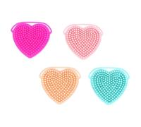Lurrose 4pcs Manual Silicone Facial Cleansing Brush Set Heart-shaped Design, Dual-sided Massage Brush for Women and Babies, Soft Skin Scrubber for Home Skincare and Gentle Face Cleaning
