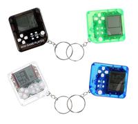 Lurrose 4pcs Mini Retro Handheld Video Game Keychains, White Black Blue and Bright Green Cube Bag Pendants, Classic Game Console Key Holder for Birthday Party Favors and Backpack Decor
