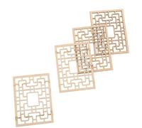 Lurrose 4pcs Miniature Uncolored Wooden Windows Chinese Style for Dollhouse Ornament DIY Crafting Micro Landscape Models Sand Table Decoration
