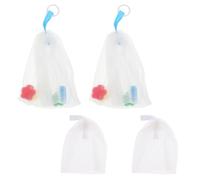 Lurrose 4pcs Pe Soap Saver Pouches with Quick Bubble Creation and Hanging Hole for Easy Storage, Facial Foaming Nets for Skin Cleansing in Household Use