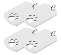 Lurrose 4pcs Pet Tag Pet's Name Tag Puppy Birth Certificate Pet Identification Bag Pendant Stainless Steel Silver Dog Paw Shape Lovely Collar for Dogs