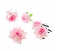 Lurrose 4pcs Pink Rose Fabric Artificial Flower Hair Clips Set - Small Decorative Floral Alligator Clips for Wedding, Bridal Hair Accessories, Prom Hairstyles for Women