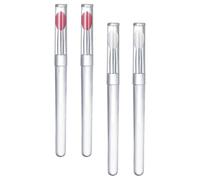Lurrose 4pcs Portable Silicone Lip Brushes with Lids, Handle with Pink Heads, Reusable Lipstick Applicators for Makeup Use and Cosmetic Application