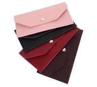 Lurrose 4pcs Pu Leather Money Envelopes Wallet for Budgeting with Snap Button Closure, Reusable Flat Cash Organizer Pouch for Travel and Shopping, Classic Minimalist Design