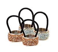 Lurrose 4pcs Rhinestone Glitter Ponytail Holder Cuff Metal Hair Ties Gothic Punk Hair Holder Elastic Hair Band Rope