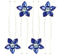 Lurrose 4pcs Rhinestone Hair Pins U-shaped Hair Forks for Brides Wedding Bobby Pins Blue Teardrop Design for Bridal Updos