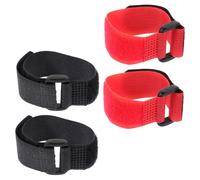 Lurrose 4pcs Rooster Collar Noise-free Anti-crow Neck Belts Farm Poultry Neck Rings Adjustable for Crowing Control in Black and Red for Chicken Farming