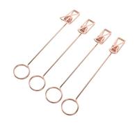 Lurrose 4pcs Rose Gold Double Headed Metal Clips 15cm Multi-Function Photo Clips and Memo Holders for Desktop Picture Display and Office Card Organization