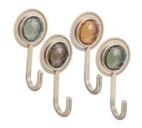 Lurrose 4pcs Self-Adhesive Rhinestone Wall Hooks for Hanging Towels Keys Hats Coats Invisible Strong Hold Versatile Kitchen Bathroom Organizer No Drilling Required Mixed Colors