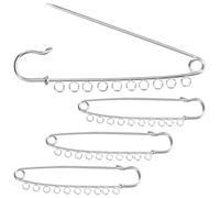 Lurrose 4pcs Silver Metal Safety Pins with Holes Locked Sharp Tip Creative Decorative Brooches for DIY Crafts on Coats Sweaters Hats
