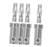 Lurrose 4pcs Silver Plated Banana Plug Connectors for Speaker Compact Easy to Install for Various Audio Equipment Reliable Connections for Sound Quality