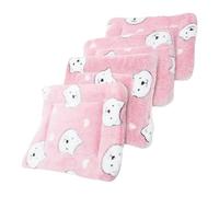 Lurrose 4pcs Small Animal Blanket Soft Warm Cage Pad Bedding Set for Guinea Pig Hamster Rabbit with Fleece Material, Size S, Cozy Sleeping Mat for Pet Supplies