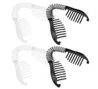 Lurrose 4pcs Small Banana Hair Clips for Women and Teens Plastic Thin and Thick Hair Combs Flexible Interlocking Ponytail Holders in Black and White