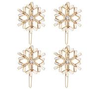Lurrose 4Pcs Snowflake Hair Clips Crystal Hairpins Alloy Bobby Pins Hair Accessories Christmas Party Hair Decoration Headwear for Women Girls