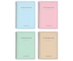 Lurrose 4pcs Students Notepads Spiral Bound Notebooks with Moderate Paper Thickness and Synthetic Material, A5 Size for Trips and Vacations, Multi-functional Planning Handbook