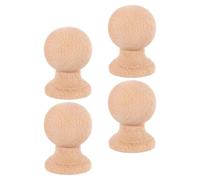 Lurrose 4pcs Unfinished Wooden Decorative Finials for Curtain Rods and Furniture Posts, Crafted from Wood with Handcrafted Details, Khaki Colour, for European Or Vintage Inspired Interior