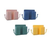 Lurrose 4Pcs Wall-mounted Phone Charging Brackets with Adhesive Storage Racks Multi-functional Abs Holders for Tv Controllers Keys and Chargers Space-saving Organizer for Bedroom and