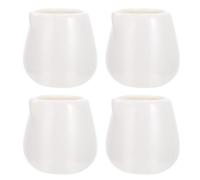 Lurrose 4pcs White Ceramic Mini Milk Jugs Creame Pitcher Dessert Cups Gravy Boat Kitchen Pouring Sauce Cup for Coffee Shop and Home