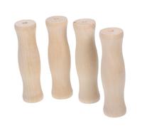 Lurrose 4pcs Wooden BBQ Tool Handles Replacement, Solid Wood Grill Brush and Spatula Handles 3x11cm with 6.5mm Mounting Holes, Compatible Outdoor Cooking Accessories for Barbecue