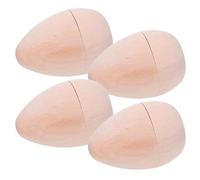 Lurrose 4pcs Wooden Hollow Eggs for Easter Decor DIY Craft Unfinished Easter Egg Shells for Party Favors Classroom Prizes