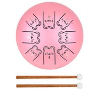 Lurrose 5.5 Inch Steel Tongue Drum Instrument in Pink with Steel Titanium Alloy and Wood Construction, Soothing Performance and Easy to Learn, for Percussion Enthusiasts and Beginners