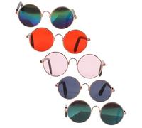 Lurrose 5 Pairs Pet Dog Sunglasses Metal Frame Colored Lenses Lightweight Comfortable Fit for Small Dogs and Cats Fashionable Street Style Eyewear Fun Dress-up Accessories