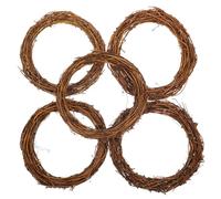 Lurrose 5 Pieces 25cm Natural Rattan Wreath Circles DIY Garland Frames Decorative Vine Rings for Christmas Wall Hanging and Party Craft Supplies