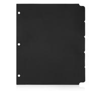 Lurrose 5 Sheets A4 Binder Dividers with 3 Holes, Black Pp Plastic Index Tabs, Removable Ring Binder Separators for Office and School Supplies