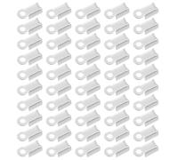 Lurrose 500pcs Silver Necklace Cord Ends Clamps 9mmx4mm Metal Ribbon Crimp Terminators for Leather and Waxed Thread Bracelets DIY Jewelry Making Supplies