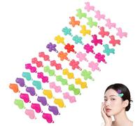 Lurrose 50pcs Cartoon Hairpins, Plastic Snap Hair Clips with Hinges, Mixed Colors Set Including Heart, Plum Blossom, Bowknot, Hair Accessories for Daily Use Random Color