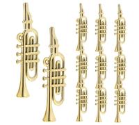 Lurrose 50pcs Miniature Musical Instrument Models for DIY Crafts and Festive Holiday Decor Small Dollhouse Trumpet Flute Saxophone Ornaments with Golden Finish Collectors Keepsake