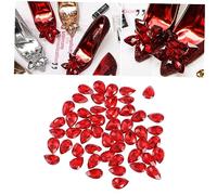 Lurrose 50pcs Red Teardrop Crystal Drill Glass Rhinestones 10x14mm Bottom Drop Drill for Jewelry Making and Craft Beading Supplies