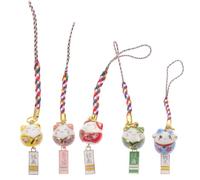 Lurrose 5pcs Adorable Ceramic Fortune Cat Hanging Charms Key and Phone Accessories with Soft Feel and Assorted Colours for Mobile Phone Case Or Key Chain Decoration Random Color