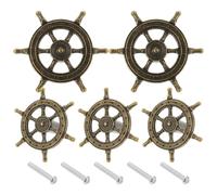 Lurrose 5pcs Antique Zinc Alloy Ships Wheel Cabinet Knob Pull