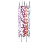 Lurrose 5pcs Dotting Pen Rhinestones Picker Nail Silicone Pen Acrylic Dual-ended Set for Nails and Glasses DIY Practice Use Beginners Professionals